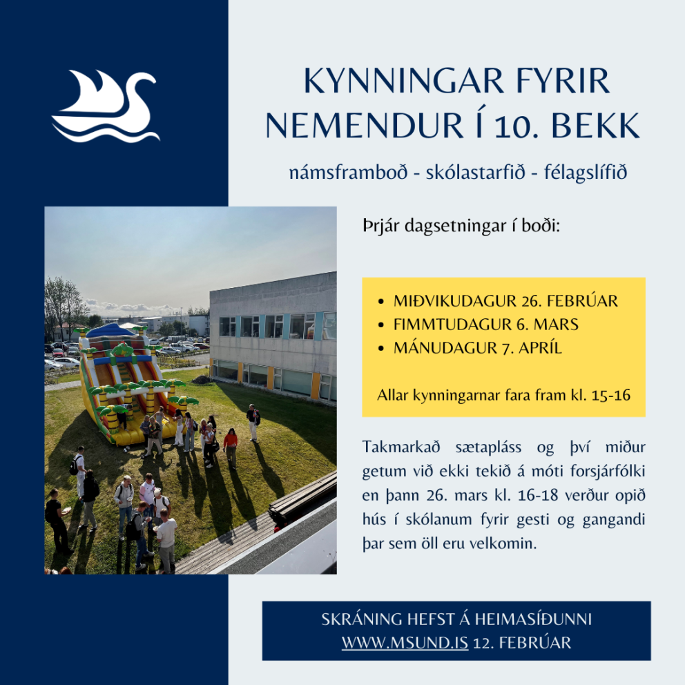 Kynningar fyrir nemendur í 10. bekk - skráning opin