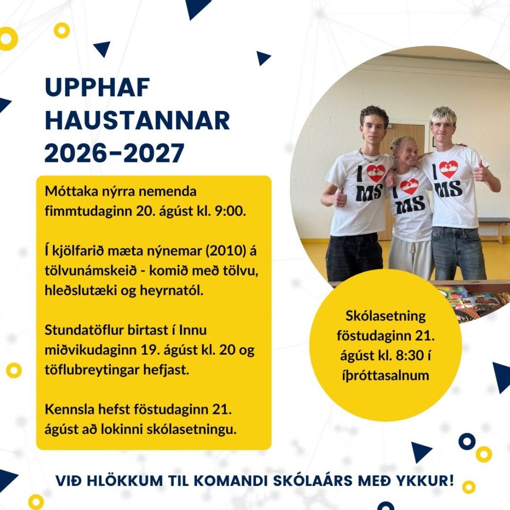 Upphaf skólaársins 2026-2027 – birting stundataflna