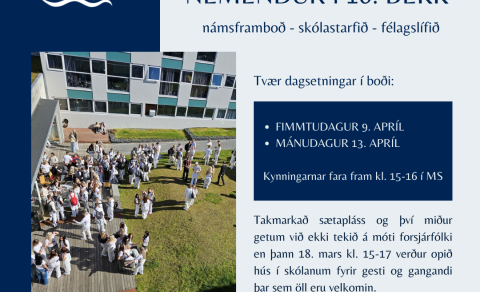 Kynningar fyrir nemendur í 10. bekk í apríl - skráning hafin