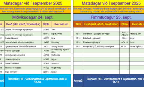 Matsdagar 24. og 25. september